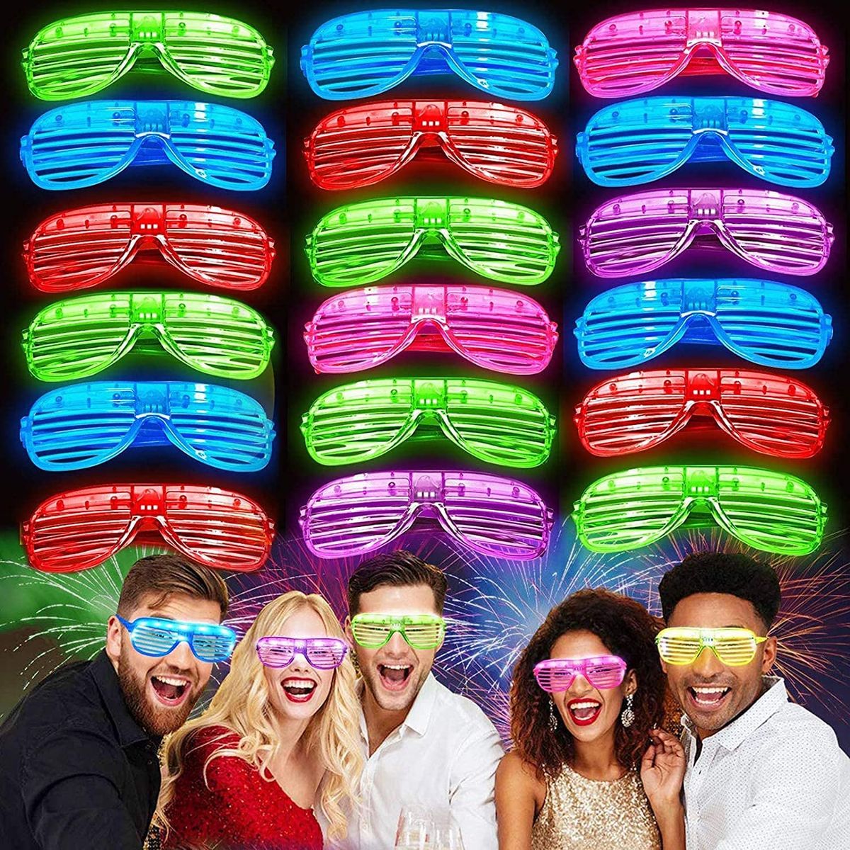 5PCS Light Up Glasses Glow In The Dark Party-heart White