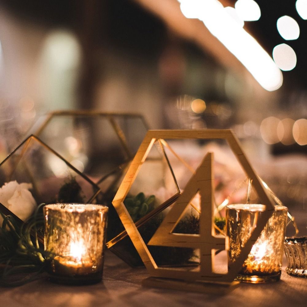 1-20 Numbers Wood Signs Wedding Hexagon Table Number Wooden