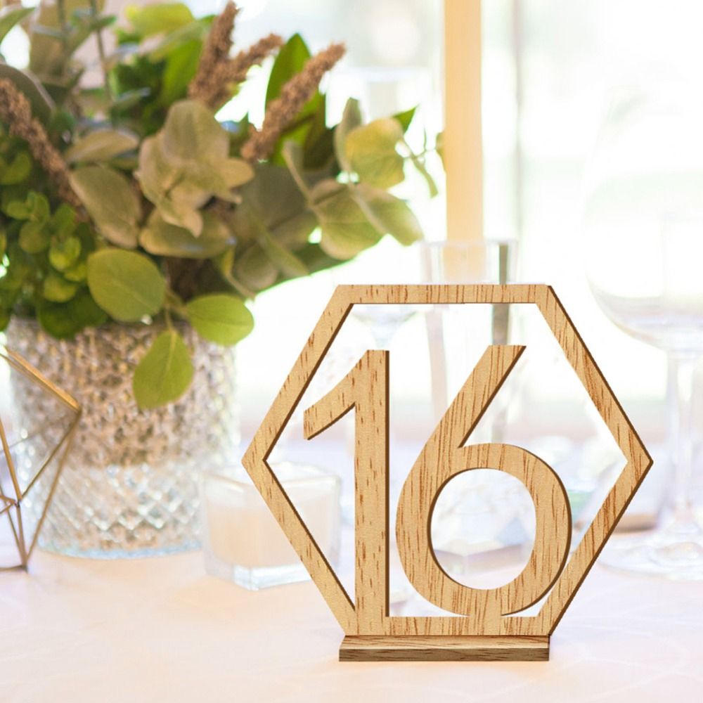 1-20 Numbers Wood Signs Wedding Hexagon Table Number Wooden