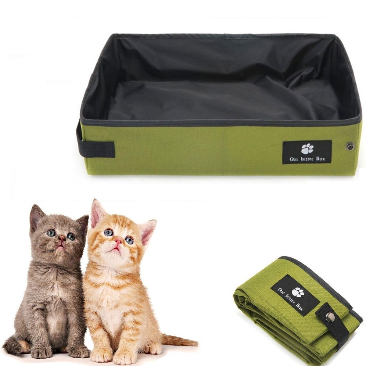 Foldable Cat Litter Box Cat Toilet Collapsible Waterproof Sandbox Pan Litter Tray Toilet Travel Pet Cleaning Supplies for Kitten