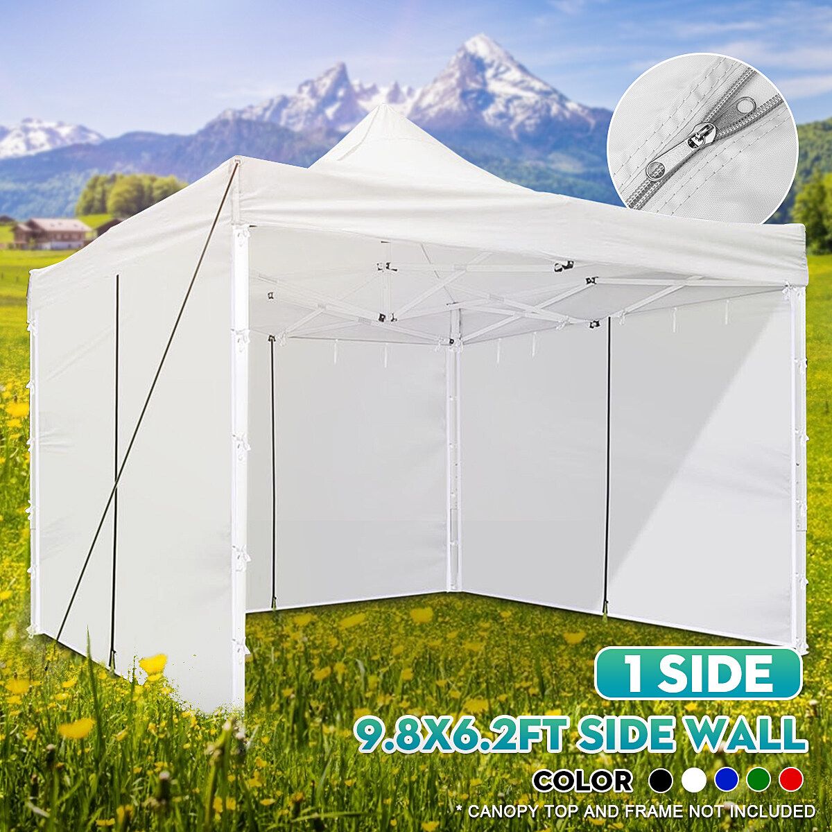 9.8x6.2FT Canopy Side Wall Panel Gazebo Tent Shelter Shade Zipper Sidewall Red