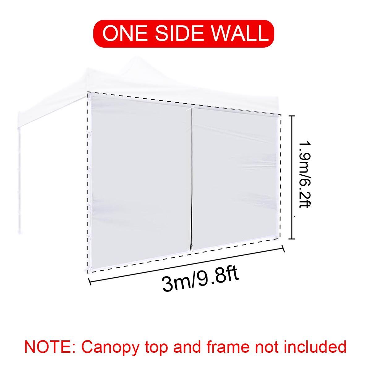 9.8x6.2FT Canopy Side Wall Panel Gazebo Tent Shelter Shade Zipper Sidewall Red