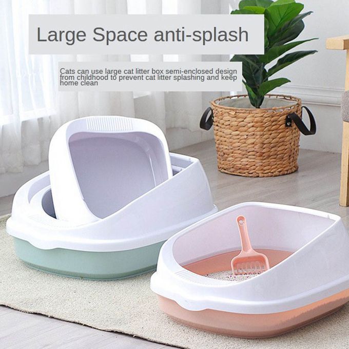 Cat Litter Box Open Top Sand Pan Training Bedpan With  Scoop