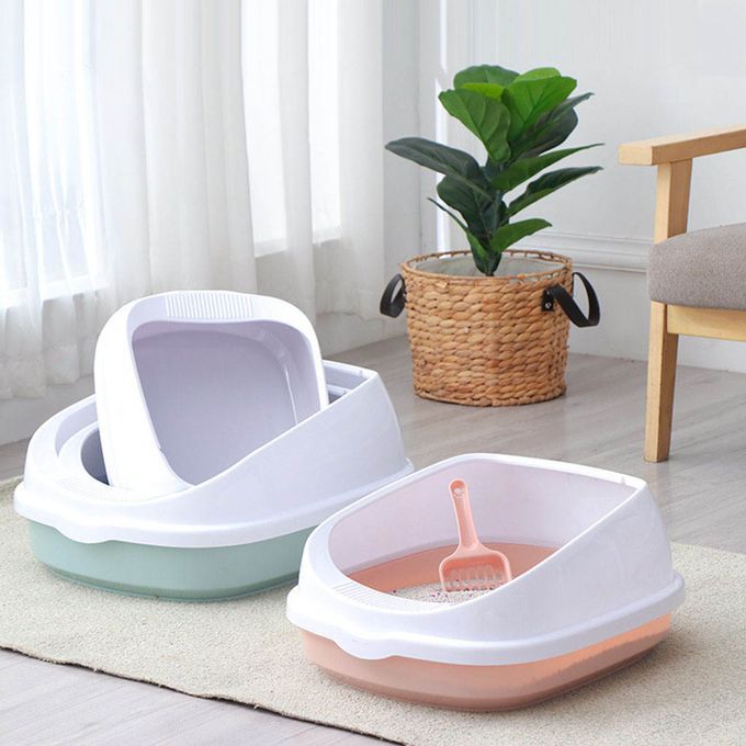 Cat Litter Box Open Top Sand Pan Training Bedpan With  Scoop