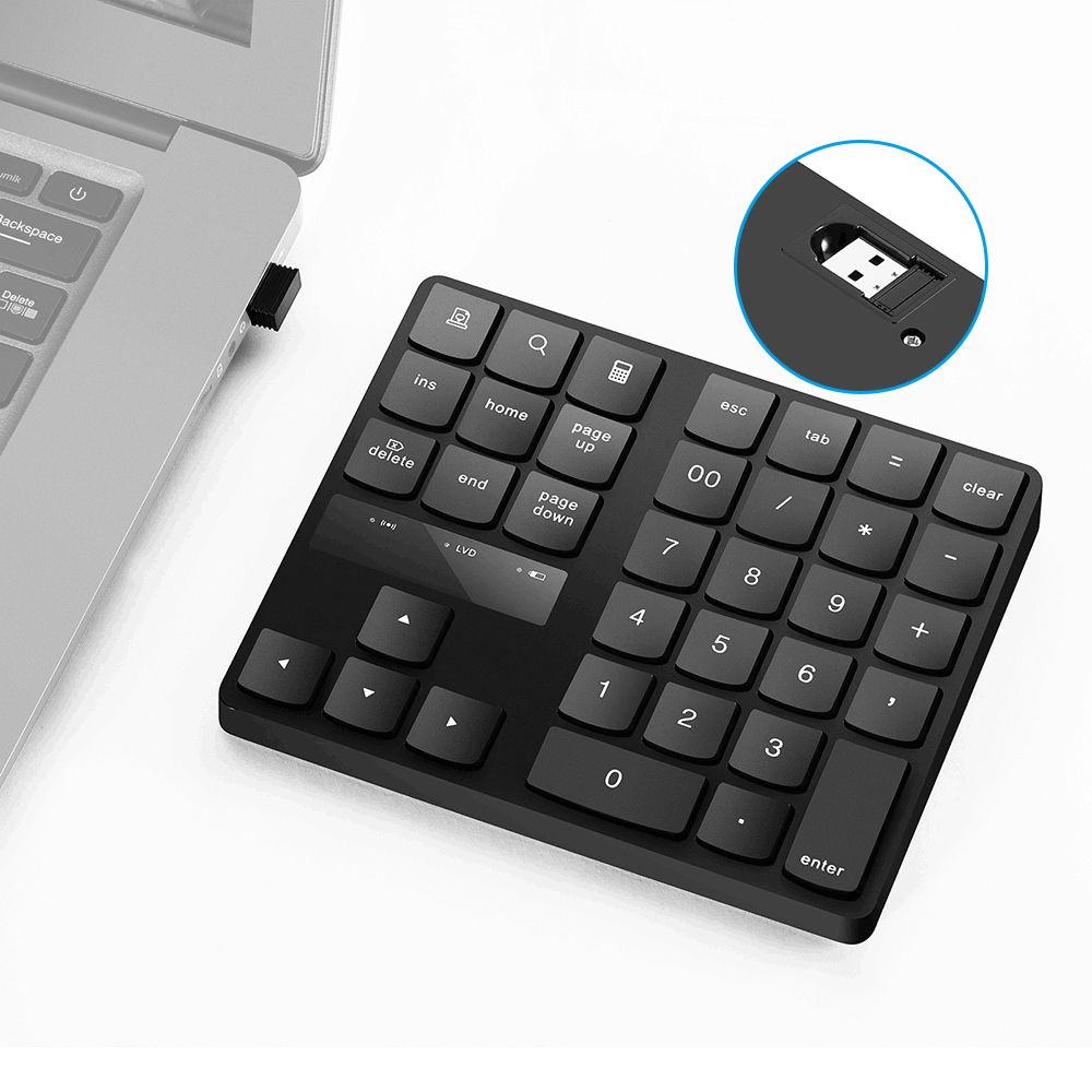 2.4G Wireless Numeric Keyboard Portable 35 Keys Financial
