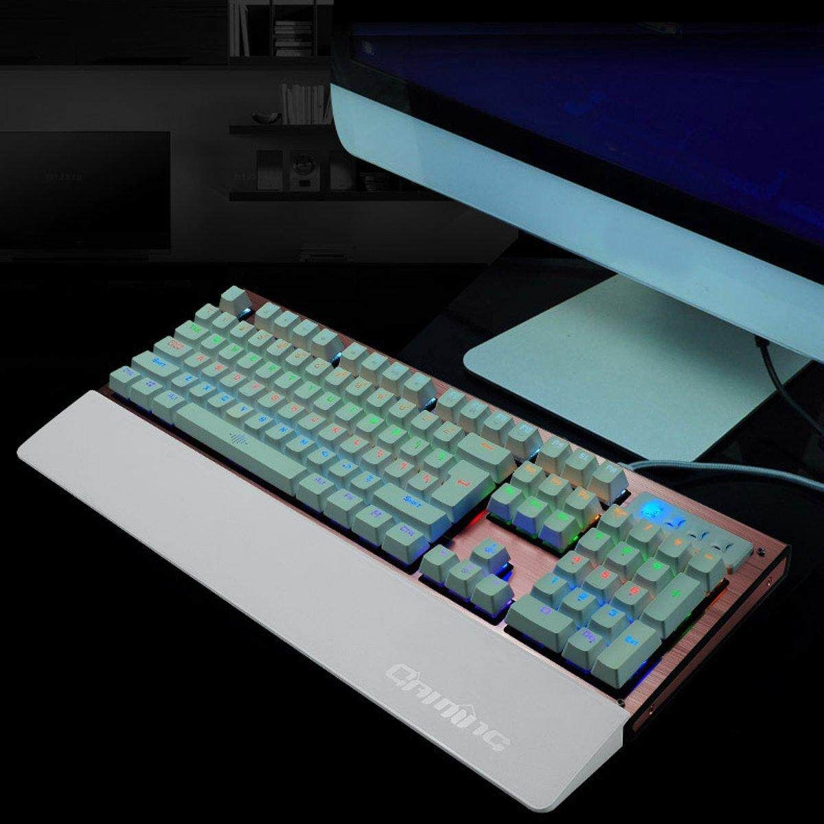 104 Keys Wired K29 LED Backlit Usb Ergonomic Mechanical Gaming Keyboard Gamer Rose Gold