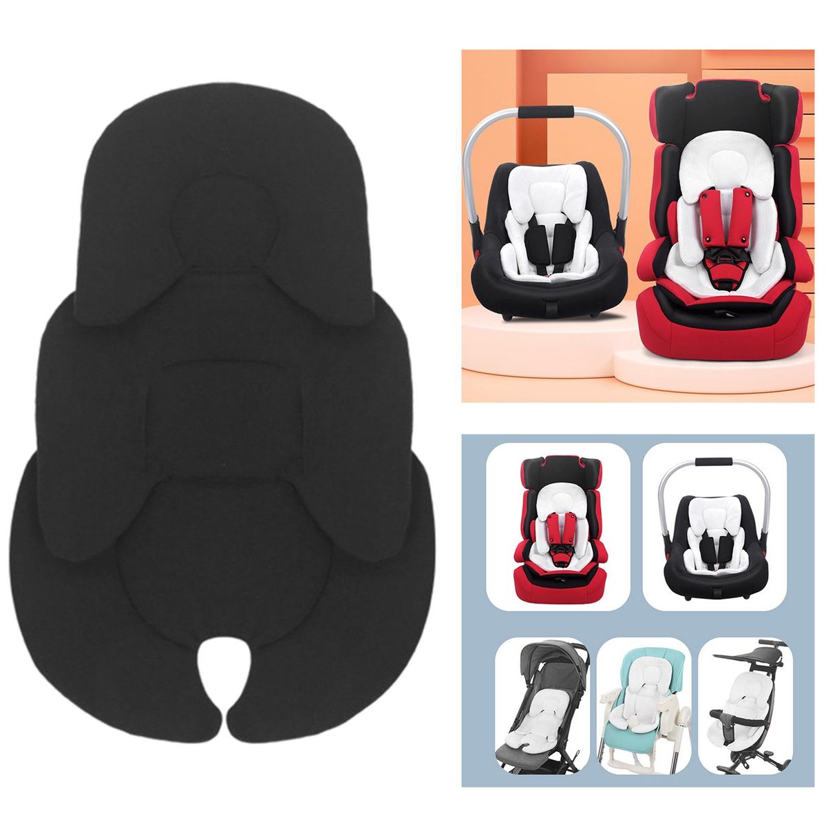 Stroller Cushion Baby Shower Gifts Car Seat Insert For Buggy Black