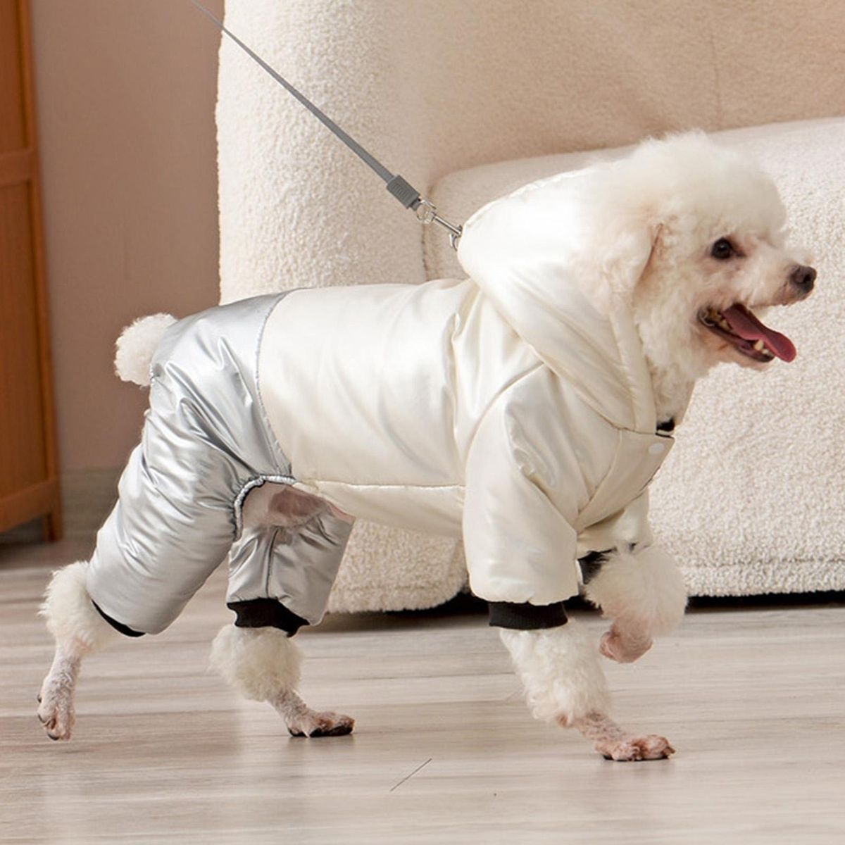 Pet Cotton Coat Pet Four-Legged Jumpsuit White