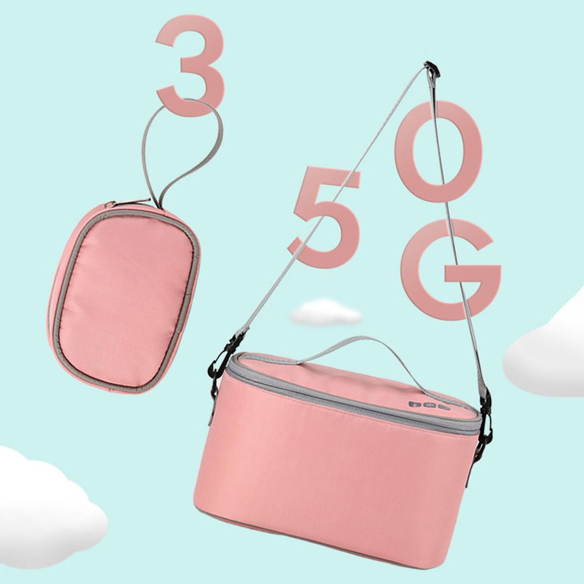 Portable Stroller Bag Large Capacity Smooth Zipper Multipurpose Pink
