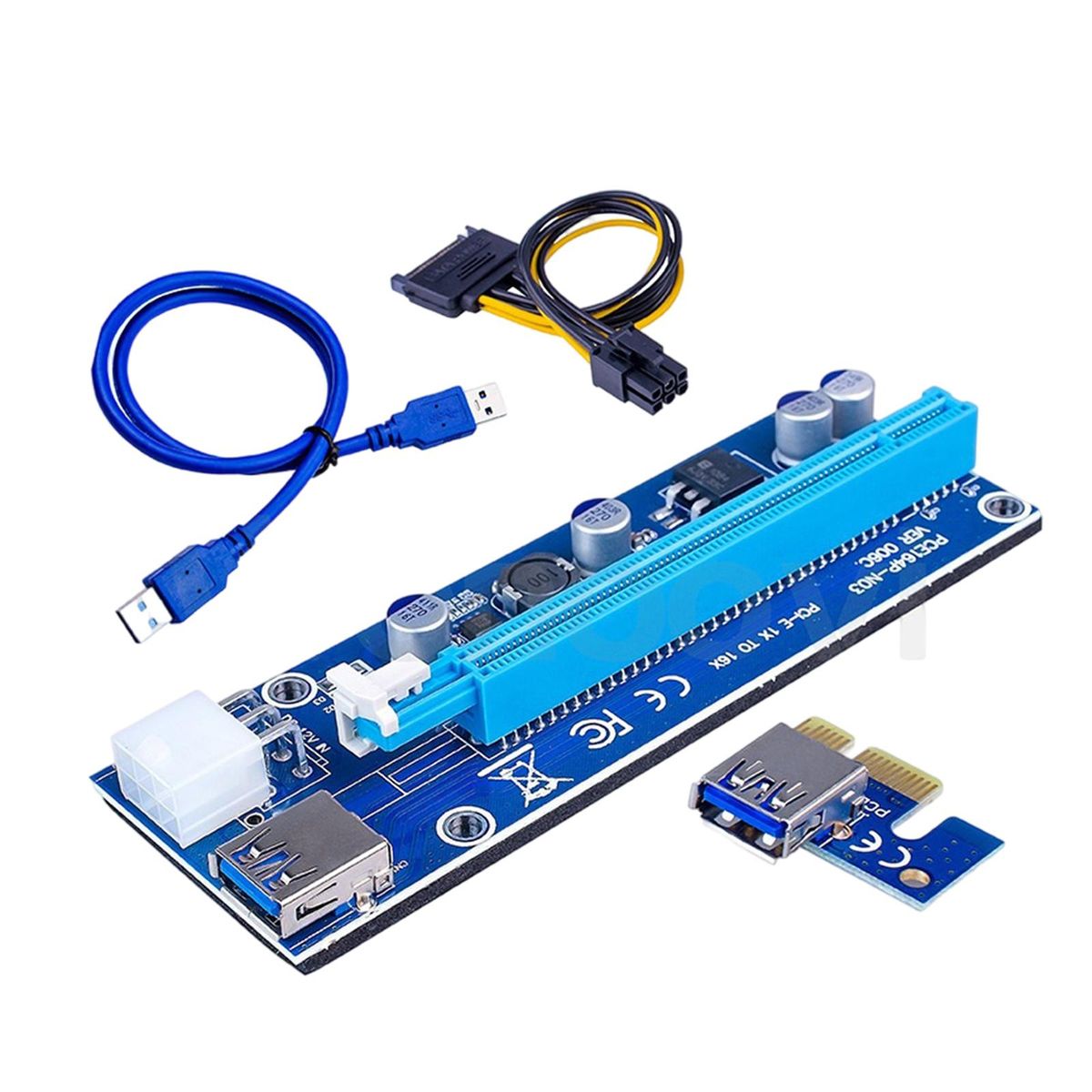 VER006S -E Riser Card  1X To 16X USB 3.0 For Bitcoin Miner 6pin
