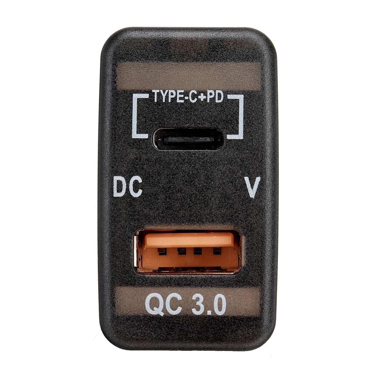 Car Type-C+PD QC3.0 Charger Dual USB Adapter Dashboard Socket Voltmeter for Landcruiser Prado FJ Cruiser Hiace RAV4