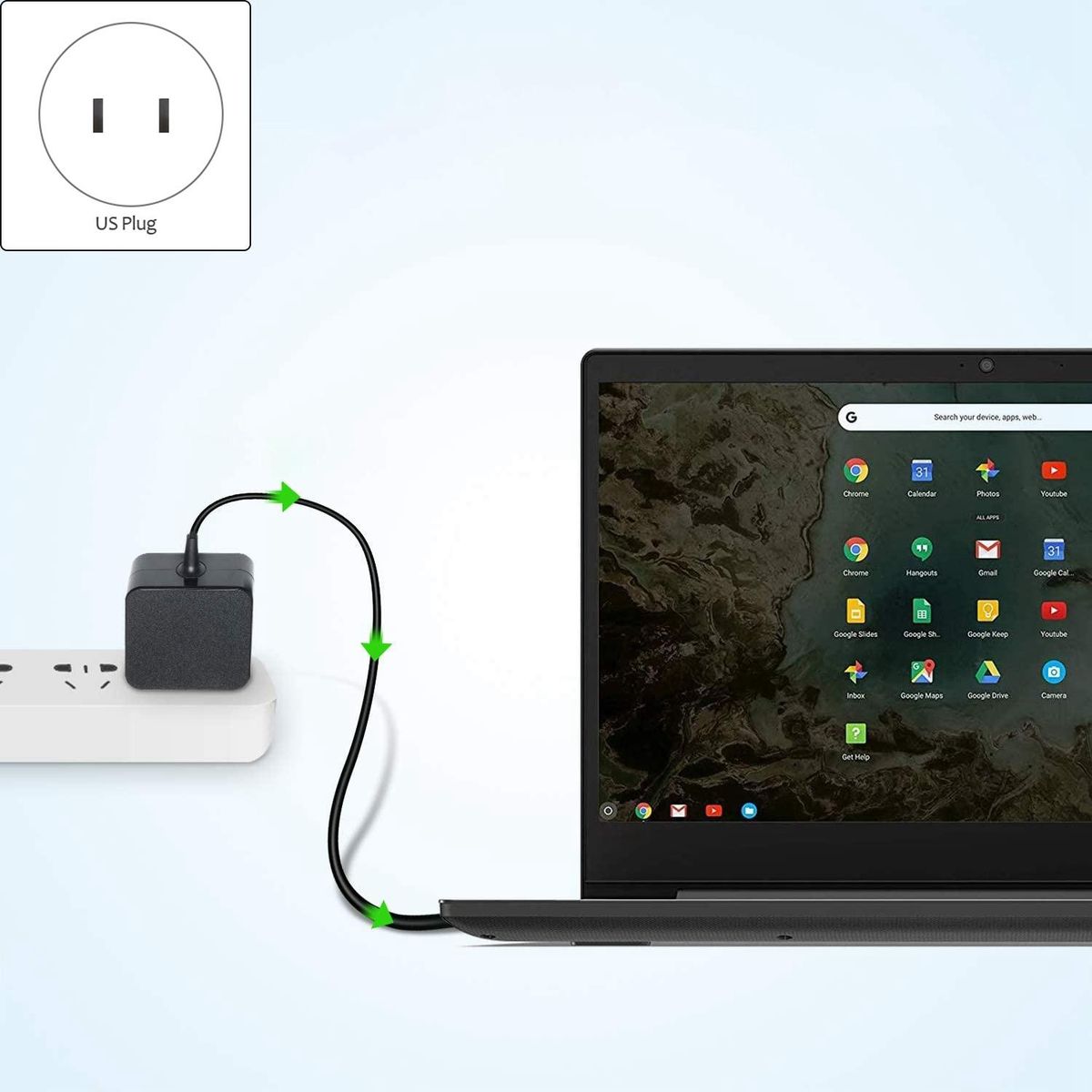 Laptop Power Adapter 4.0X1.7mm Connector 65W Wall Charger Compatible 1-65W for Lenovo Ideapad 320-14/15IKB-US Plug