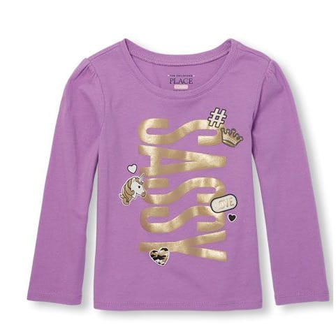 Girls Long Sleeve 'sassy' Emoji Graphic Tee