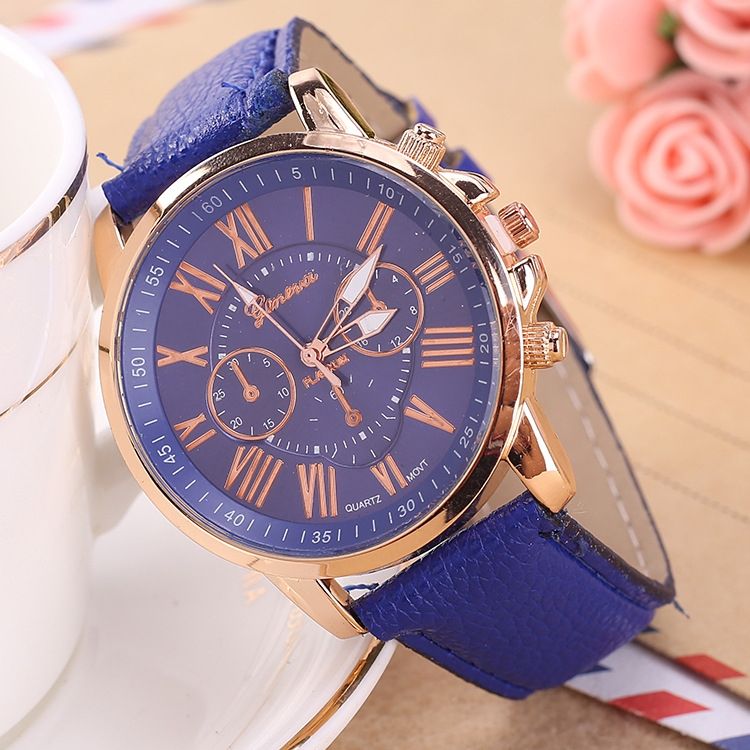 Unisex Fashion Quartz Watches Leather Casual Watch - Blue
