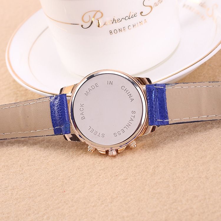 Unisex Fashion Quartz Watches Leather Casual Watch - Blue