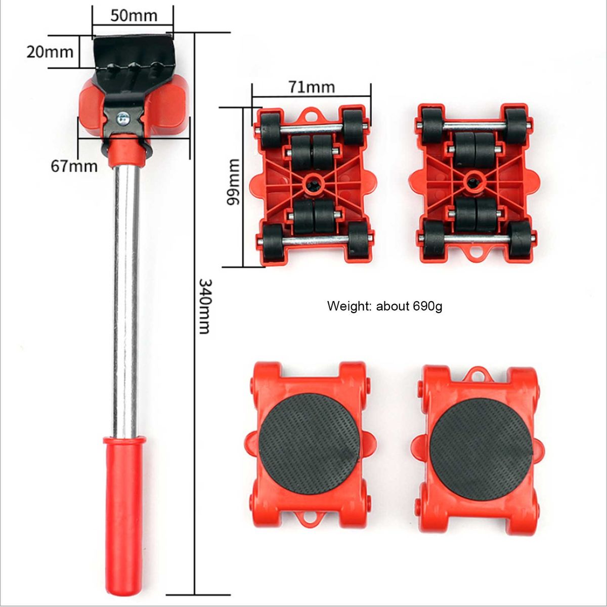 5Pcs Portable Furniture Mover Transport Lifter Tools Set