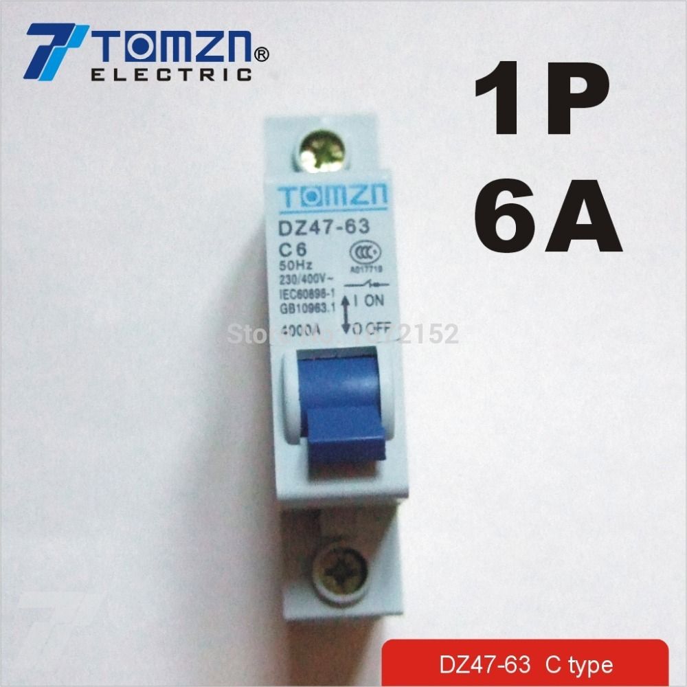 1P 6A 230 400V~ 50HZ 60HZ Mini Circuit Breaker MCB C45