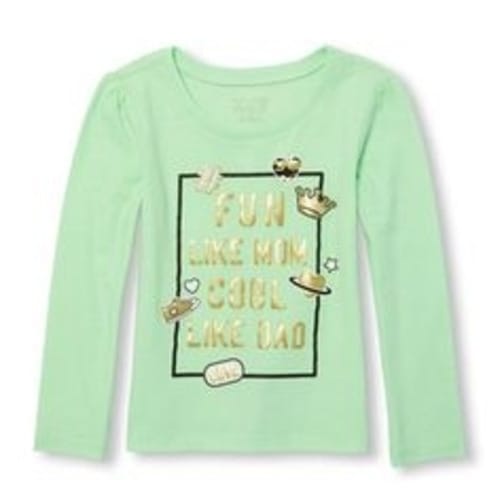 Girls Long Sleeve Graphic Tee-Green