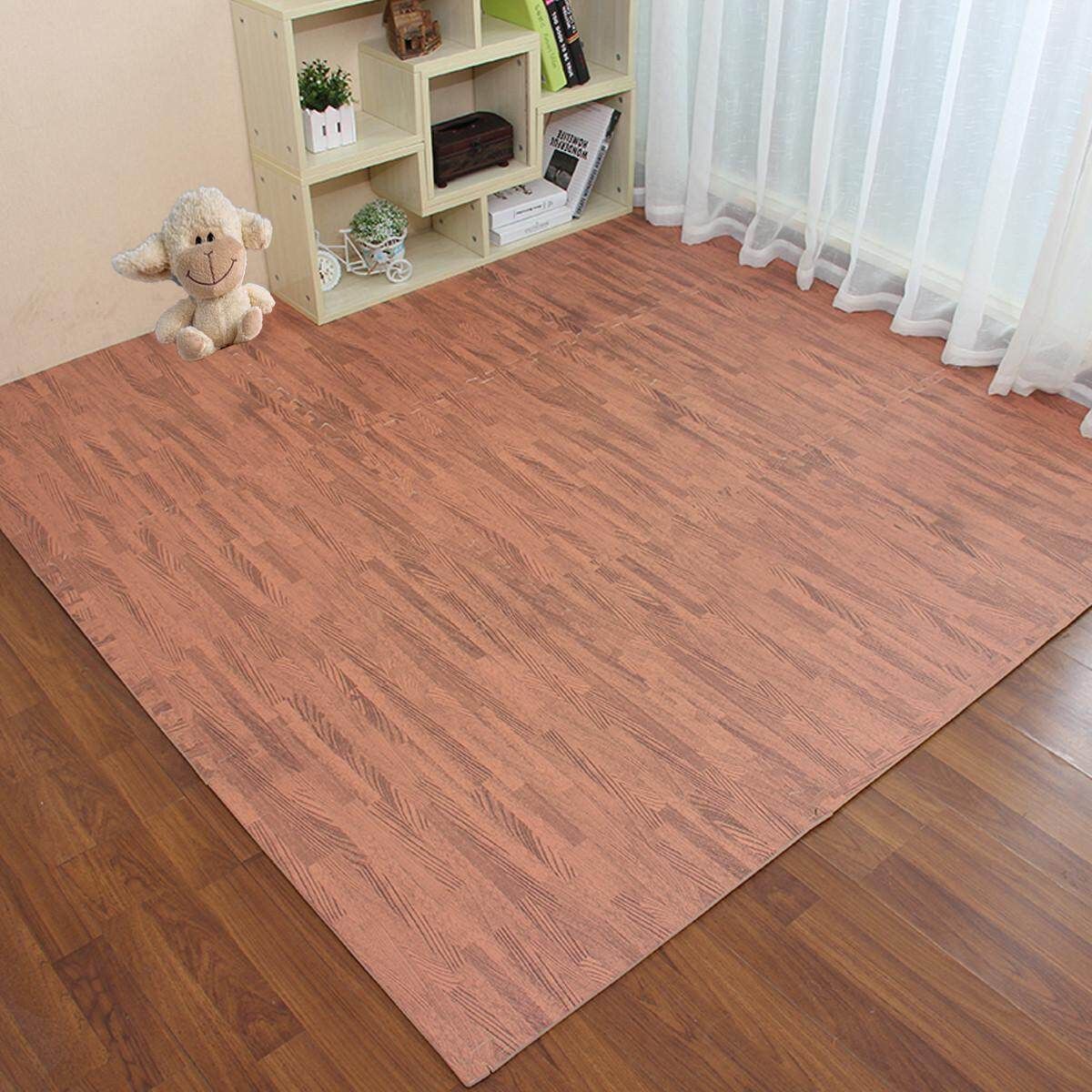 4PCS (31*31cm) Wood Foam Exercise Floor Mats Gym Garage Mats