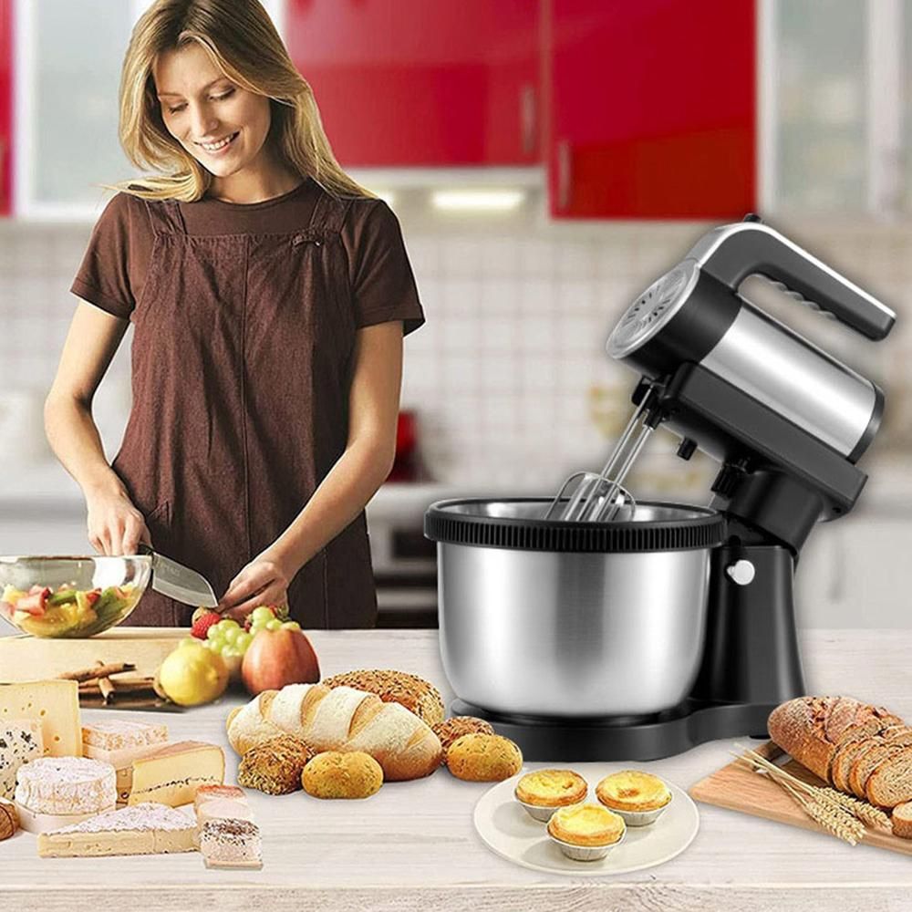 Egg Beater 5 Speed Household Electric Handheld Desktop 1000W High Power 4L Large Capacity Separate Kitchen Machine Whipping Cream Baking Mixer Automatic Whisk