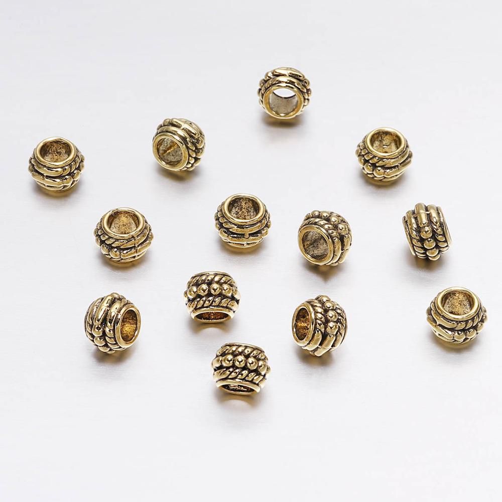30pcs/lot 8mm Gold  Antique Plated Loose Spacer Bead For Jewelry Making Vintage Bracelet Beads Findings Handmade Supplies