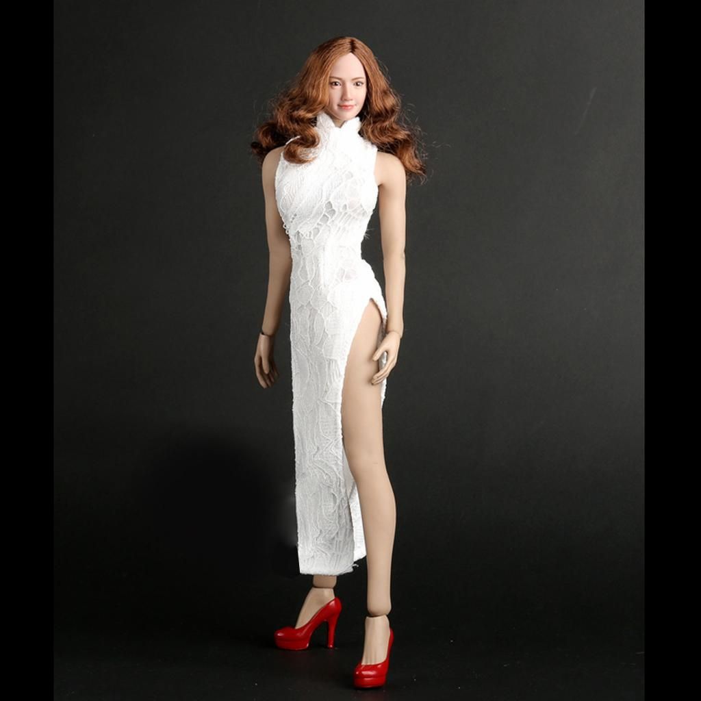 1/6 Chinese Cheongsam White Lace Dress Clothes For 12" Female Figure