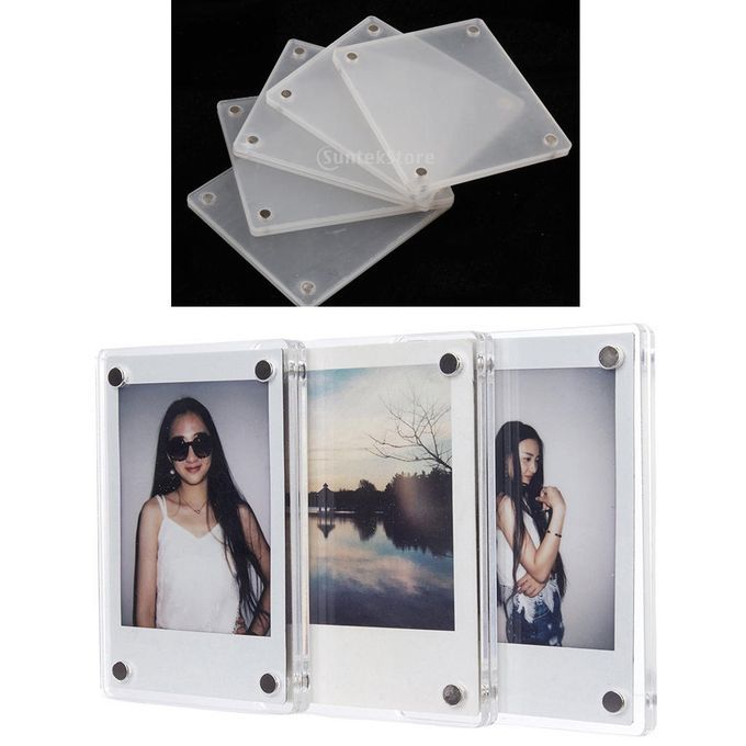 10 X Clear Acrylic Fridge Magnetic Frame Double Sided For Fuji SQUARE