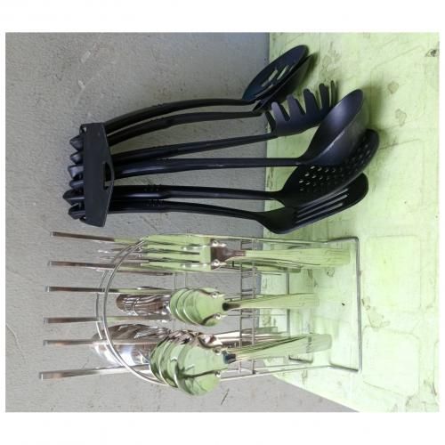 Stainless Steel 24piece Cutlery Set And Free Nonstick Cooking Spoon