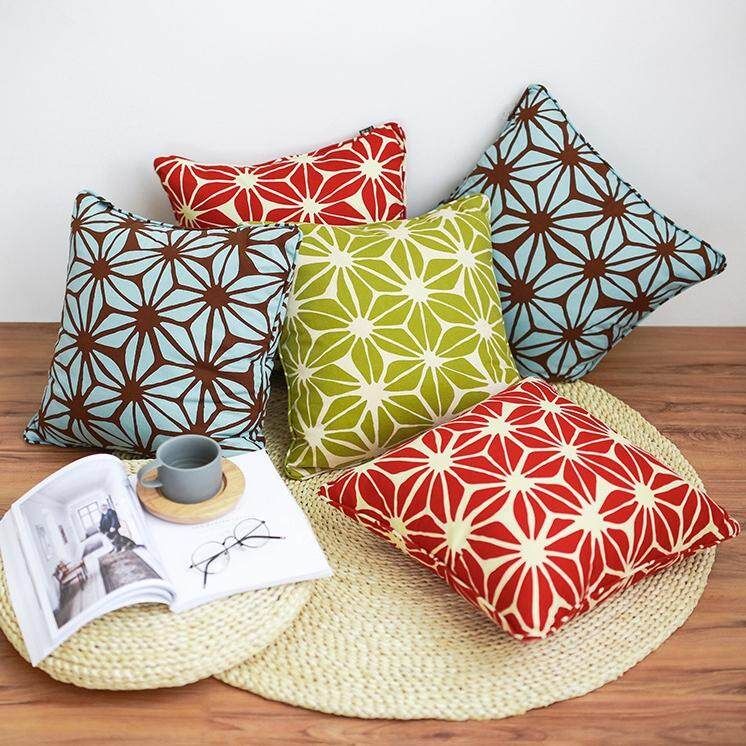 New Arrival Blue Geometric Decorative Cotton Linen Cushion Cover Grid Printed Sofa Throw Pillow Car Chair Home Decor Pillow Case # Red Red (red)