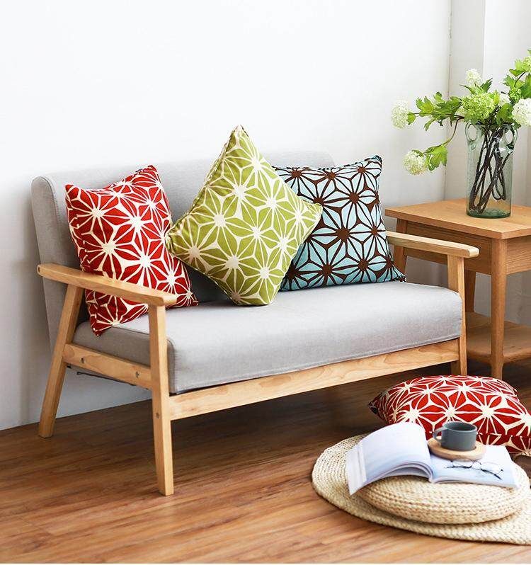 New Arrival Blue Geometric Decorative Cotton Linen Cushion Cover Grid Printed Sofa Throw Pillow Car Chair Home Decor Pillow Case # Red Red (red)