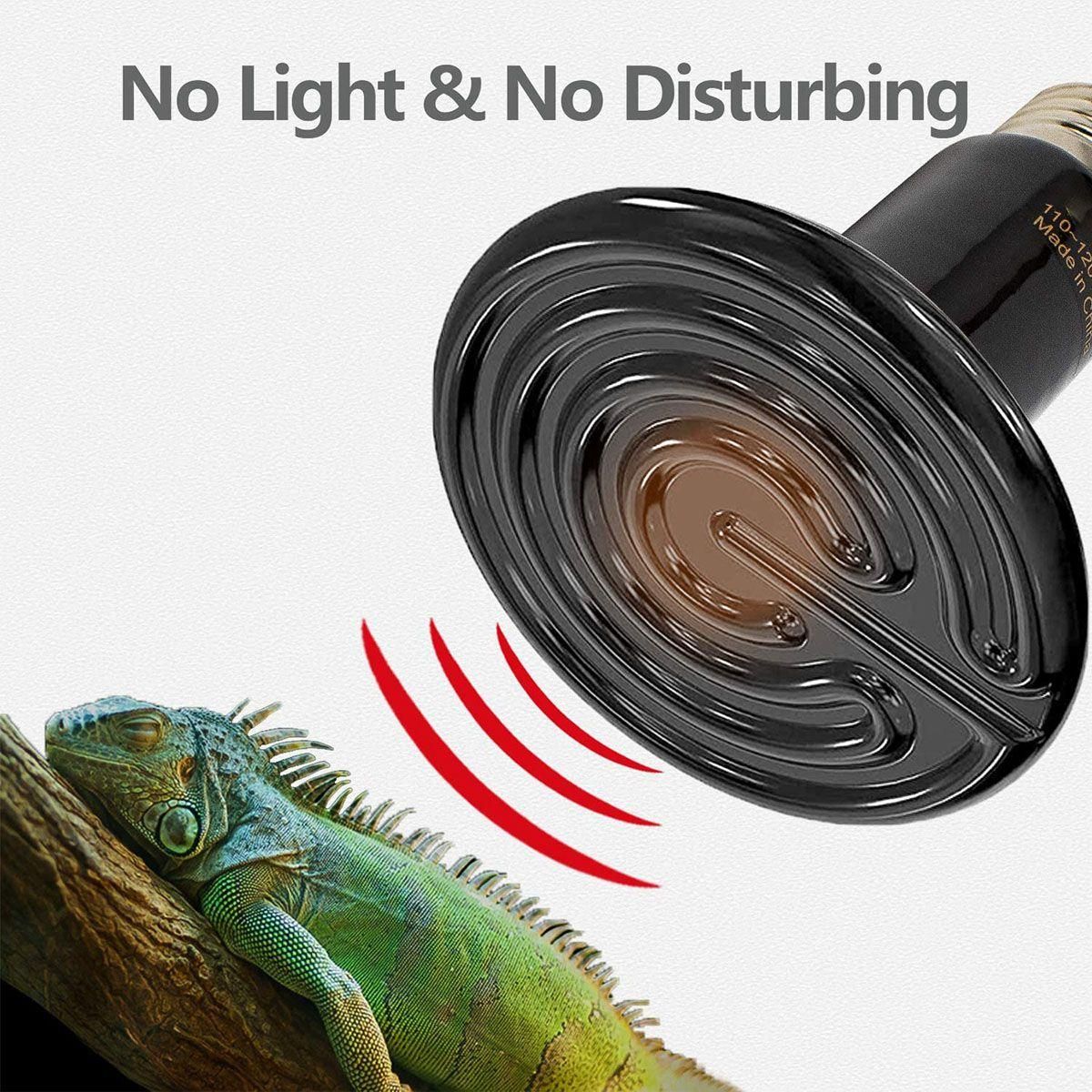 Ceramic Heater 150W Reptile Heater Light  Chicken Heater Light for Pet Brood Cage Lizard Turtle Black