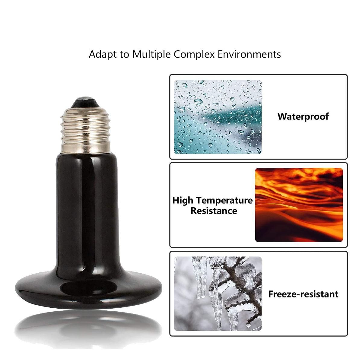 Ceramic Heater 150W Reptile Heater Light  Chicken Heater Light for Pet Brood Cage Lizard Turtle Black