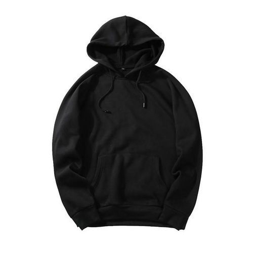 Men And Women Plain Quality Hoodie -Black