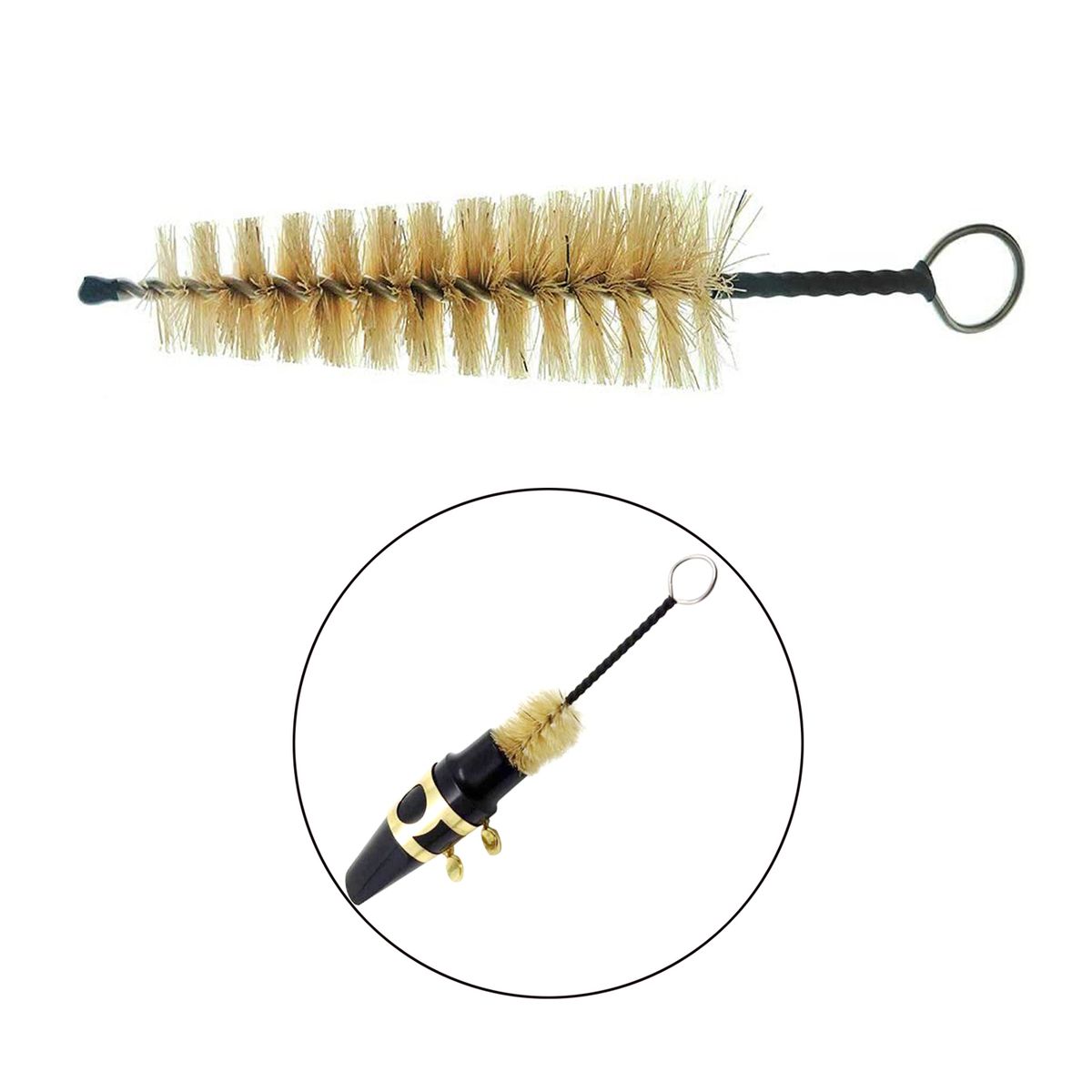 Mouthpiece Cleaning Brush Metal Handle Bristles Sax Trumpet