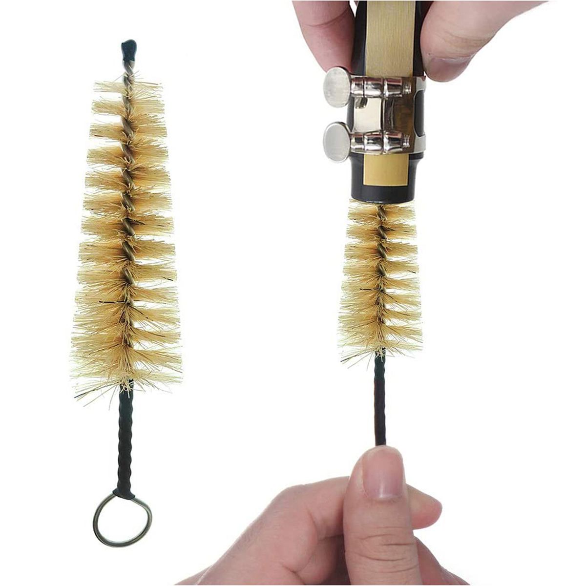 Mouthpiece Cleaning Brush Metal Handle Bristles Sax Trumpet