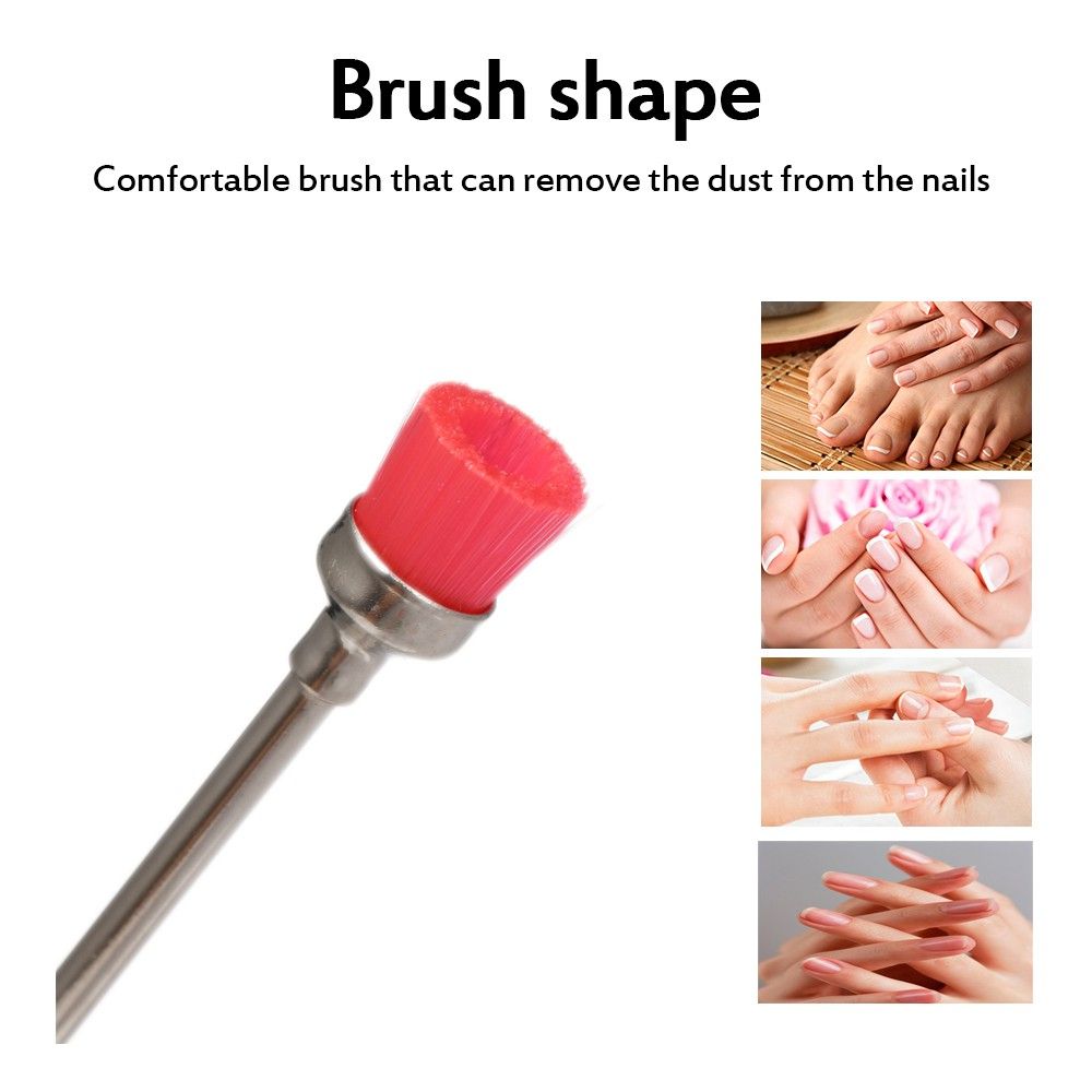 6pcs Nail Drill Bits Cuticle Cleaner Dust Drill Brush Rotary