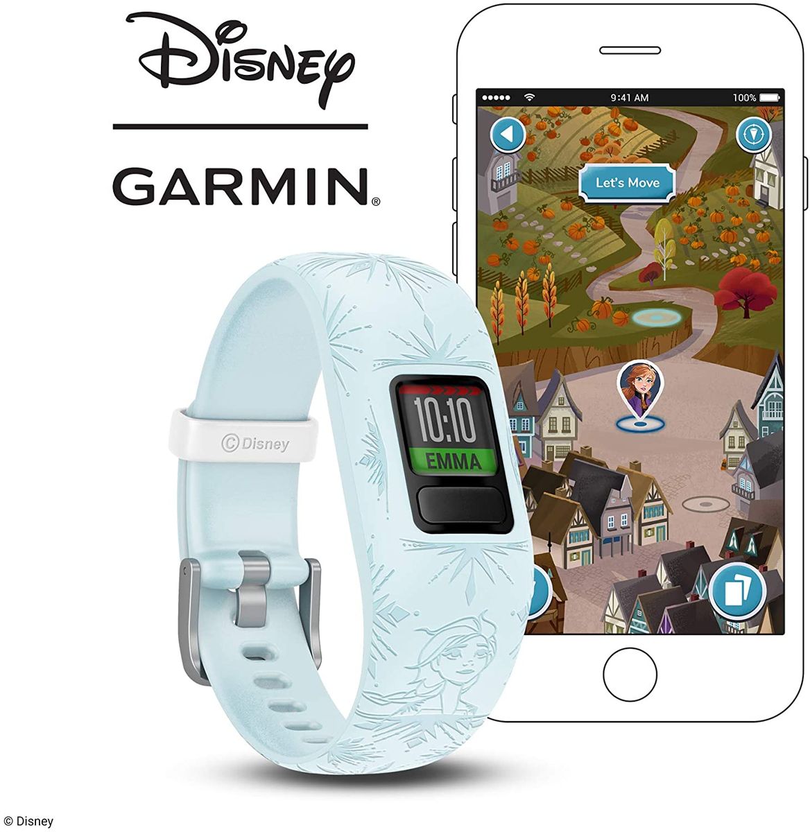 Vivofit Jr. 2, Kids Fitness/Activity Tracker, 1-Year Battery Life, Adjustable Band, Disney Frozen 2, Elsa, Light Blue