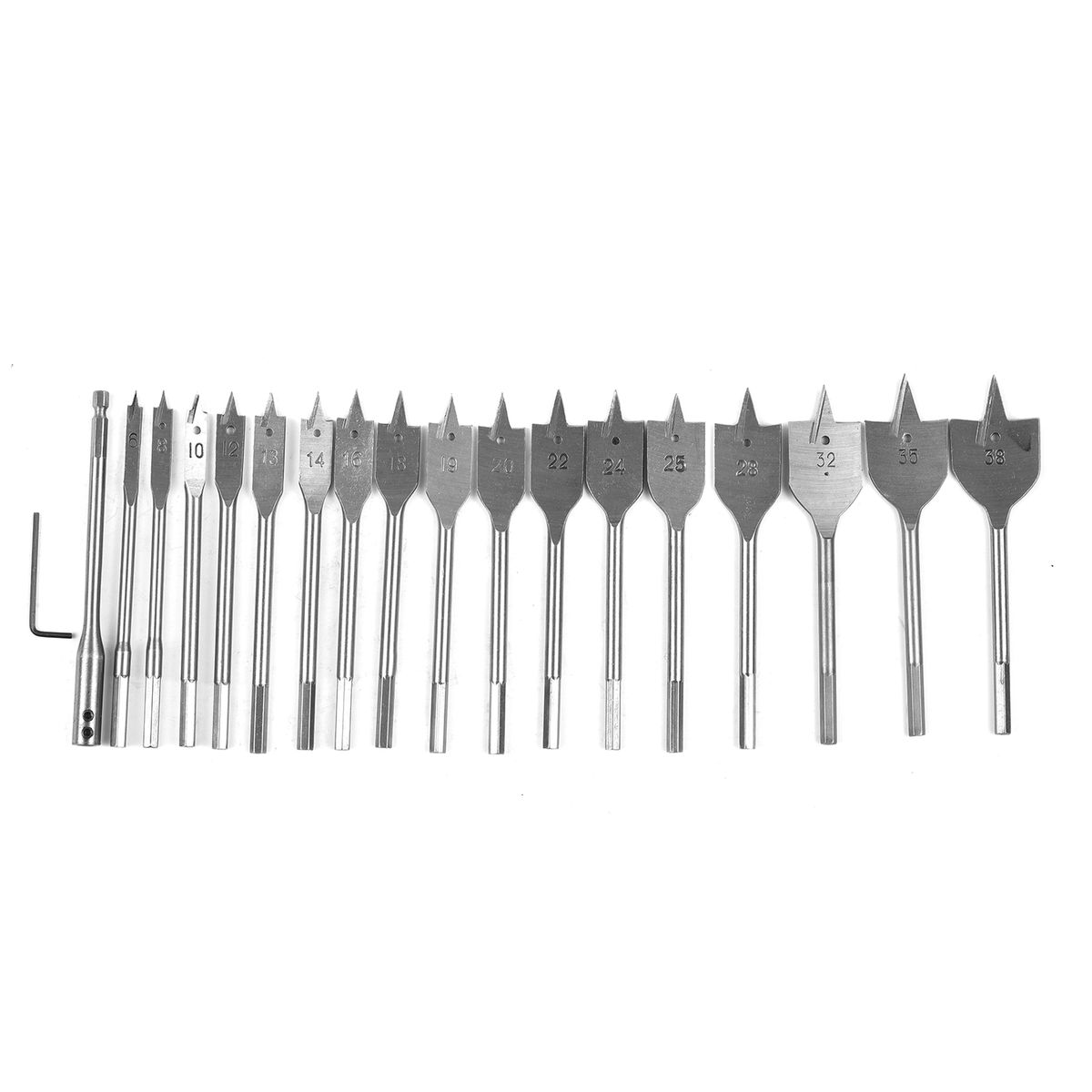 Wood Flat Drill Sets 6mm-38mm Steel Woodworking Spade Drill