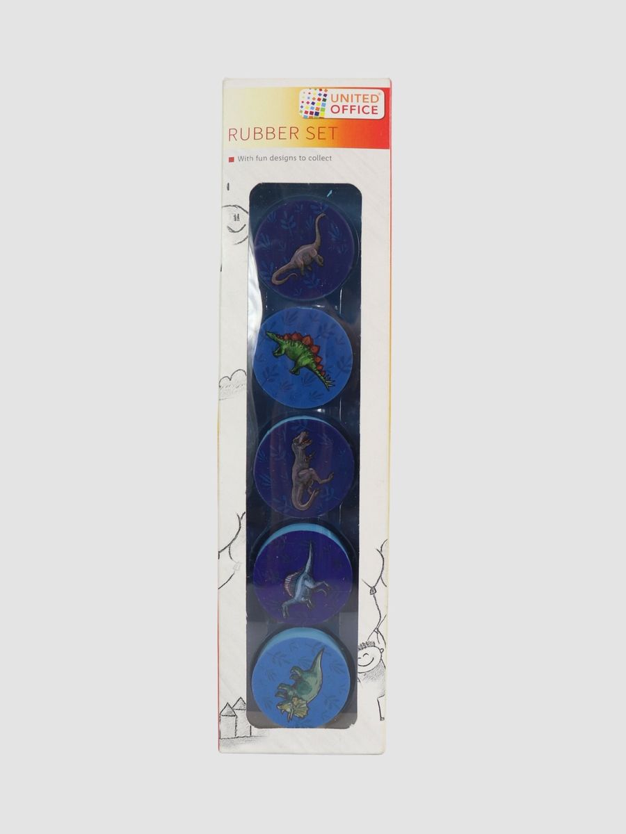 5 Pk Eraser Set Dinosaur