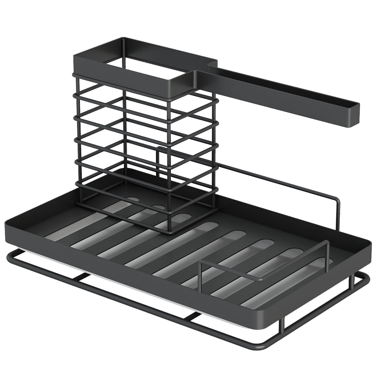 Kitchen Sink Organizer Caddy With Drain Pan Tray Sponge