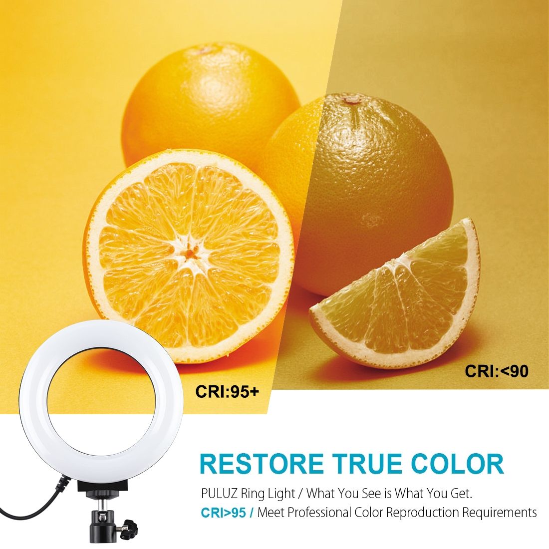 PULUZ 4.7 Inch 12cm USB 10 Modes 8 Colors RGBW Dimmable LED Ring Vlogging Photography Video Lights With Cold Shoe Tripod Ball Head(Black)