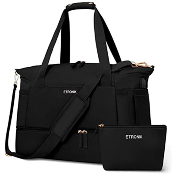 Women's fitness bag Sports travel luggage bag with USB charging port, yoga bag