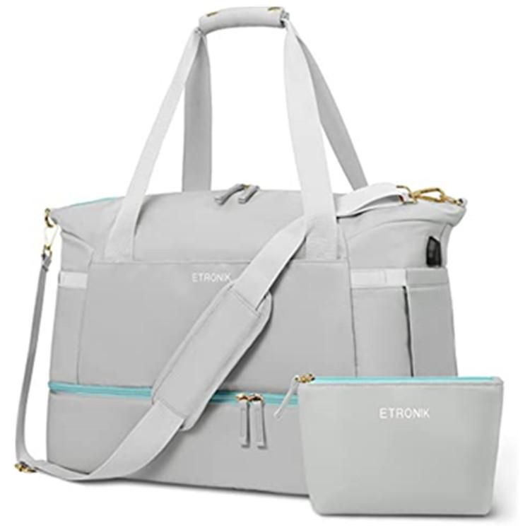 Women's fitness bag Sports travel luggage bag with USB charging port, yoga bag