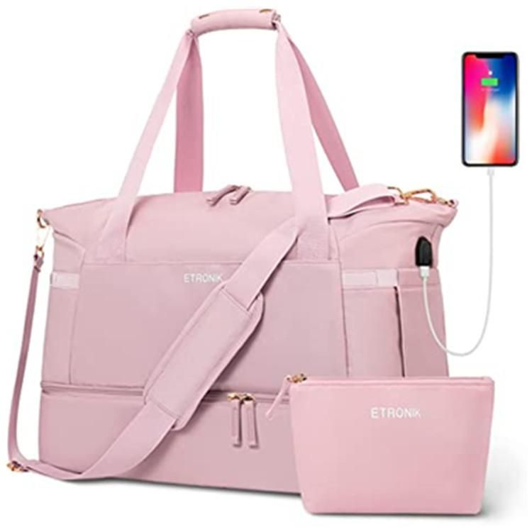 Women's fitness bag Sports travel luggage bag with USB charging port, yoga bag