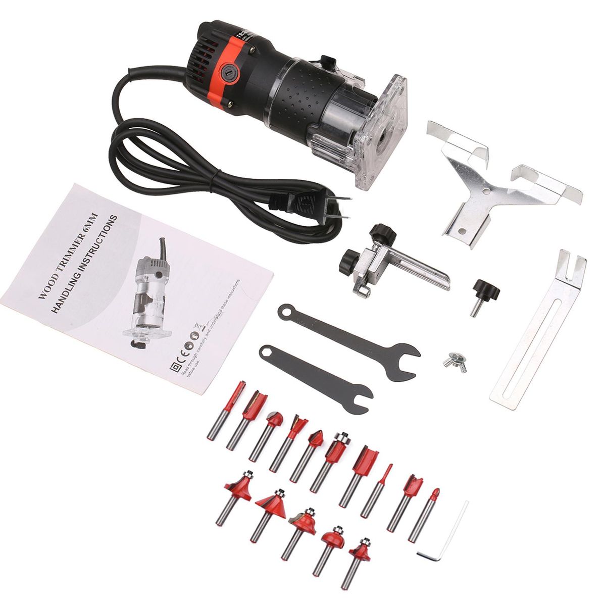 800W 30000r/min Multifunctional Electric Wood Trimmer Wood Router Laminate Trimmer Professional Slotting Trimming Grooving Machine for Woodworker Carpenter with 15pcs Milling Cutters 220V
