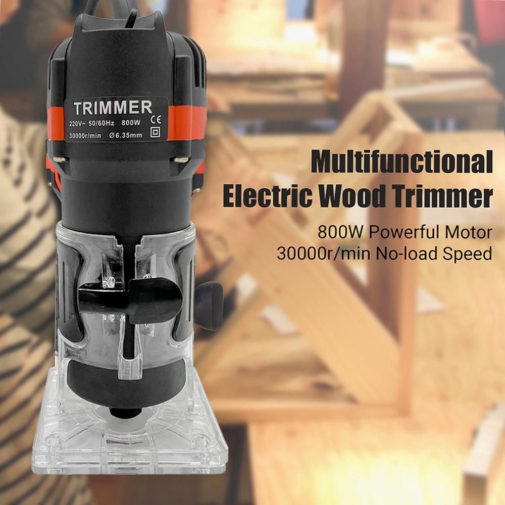 800W 30000r/min Multifunctional Electric Wood Trimmer Wood Router Laminate Trimmer Professional Slotting Trimming Grooving Machine for Woodworker Carpenter with 15pcs Milling Cutters 220V