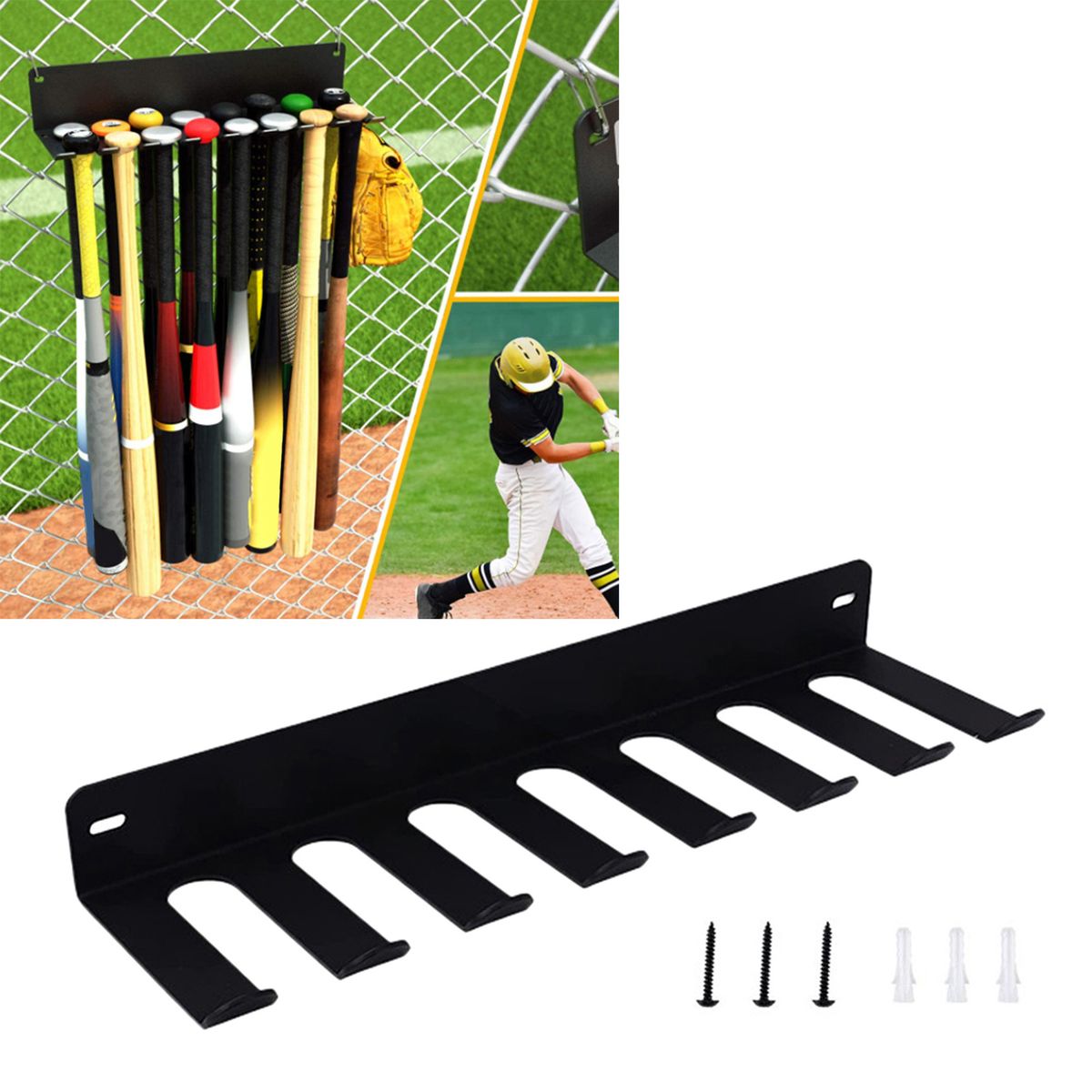 Baseball Bat Metal Holders Home Room Decor, Collectible 7 Holes 3mm