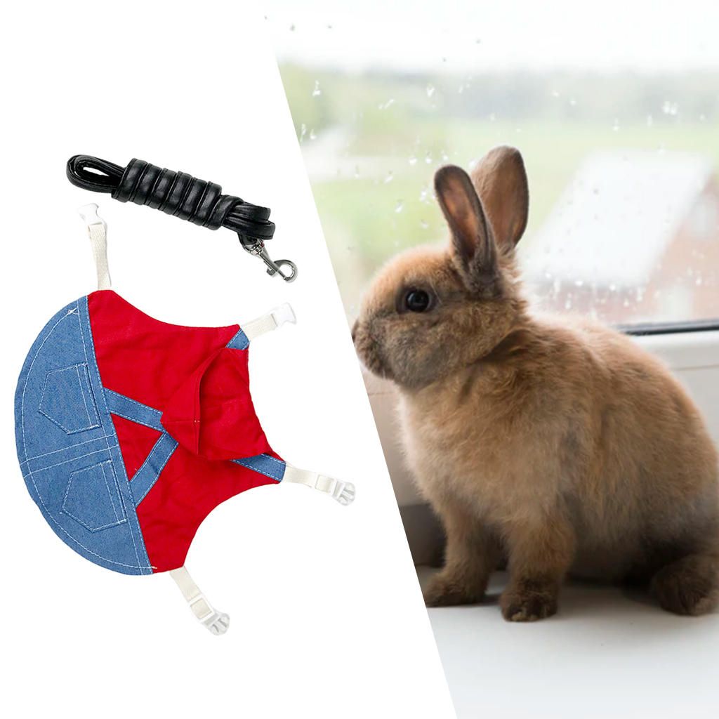 Rabbit Harness Adjustable Soft Denim Jacket Coat For Running S Red