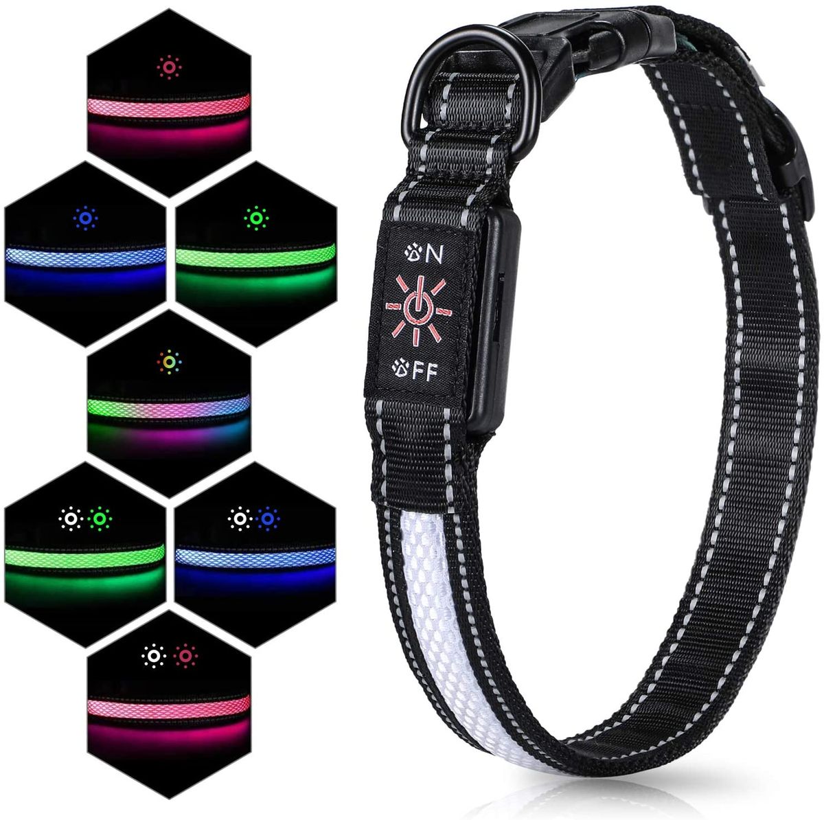 Luminous Dog Collar USB Charging Light Safe Dogs Collar Dura