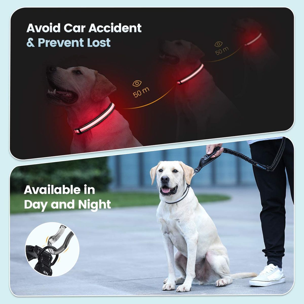 Luminous Dog Collar USB Charging Light Safe Dogs Collar Dura